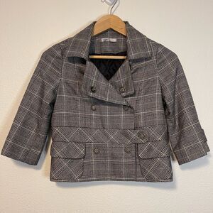 Vintage 90s Y2K Miss Me Plaid Cropped Blazer Size Small